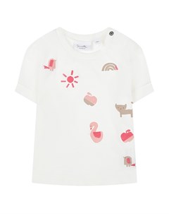 Белая футболка с вышивкой Sanetta kidswear