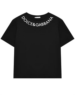 Футболка с вышитый логотип DG на воротнике черная Dolce&gabbana