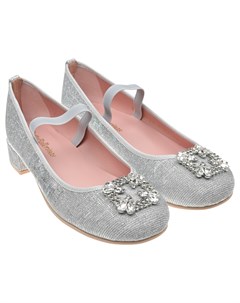 Серебристые туфли с пряжкой из страз Pretty ballerinas
