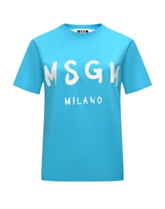 Футболка с крупным лого голубая Msgm