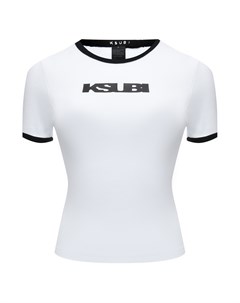 Футболка slim fit с черной окантовкой и лого белая Ksubi