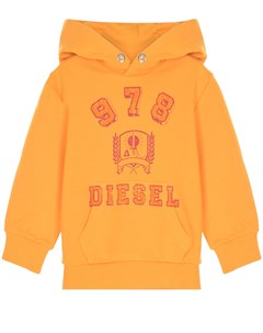 Оранжевая толстовка худи с лого Diesel
