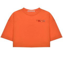 Укороченная футболка с лого оранжевая Marni