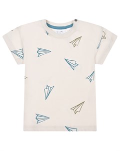 Кремовая футболка с принтом бумажные самолетики Sanetta pure