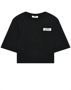 Футболка с принтом логотипа на спине черная Msgm