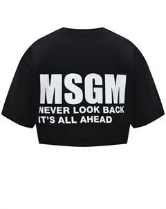 Укороченная футболка с лого черная Msgm