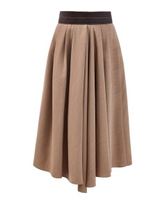 Асимметричная юбка с принтом в полоску и заложенными складками Brunello cucinelli