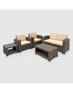 Комплект садовой мебели бежевый с коричневым из 5 предметов Lf