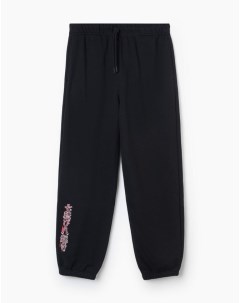 Чёрные спортивные брюки Jogger с аниме вышивкой для мальчика Gloria jeans