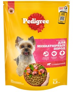 Корм сухой корм для взрослых собак миниатюрных пород с говядиной 1 2 кг Pedigree