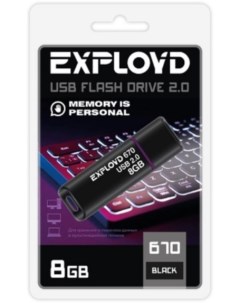 Накопитель USB 2 0 8GB EX 8GB 670 Black 670 чёрный Exployd