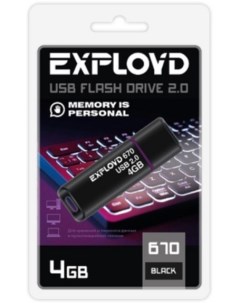 Накопитель USB 2 0 4GB EX 4GB 670 Black 670 чёрный Exployd