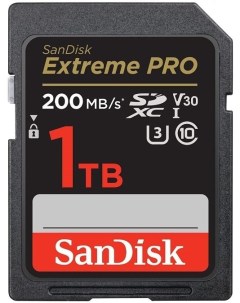 Карта памяти SDXC 1TB SDSDXXD 1T00 GN4IN Class 10 Extreme Pro V30 UHS I U3 200 Mb s Sandisk