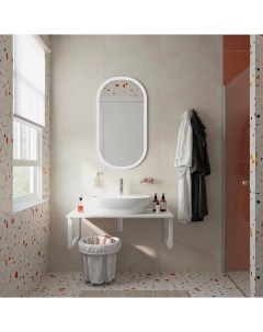 Мебель для ванной Элиста 100 подвесная белый муар белый мрамор раковина Самара 0116 Diwo