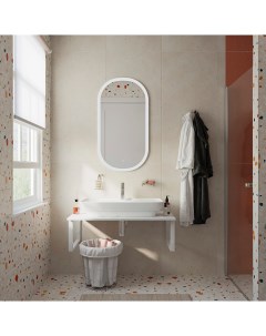Мебель для ванной Элиста 100 подвесная белый муар белый мрамор раковина Углич 0117 Diwo