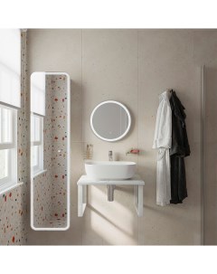 Мебель для ванной Элиста 60 подвесная белый муар белый мрамор раковина Moduo 50 Square Diwo
