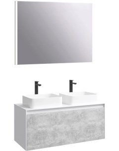 Комплект мебели белый глянец бетон светлый 120 см Mobi MOB0112W MOB0712BS 4640021064269 464002106426 Aqwella 5 stars
