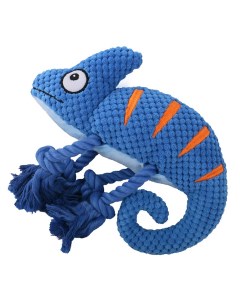 Игрушка для собак хамелеон плюшевая с канатиками и пищалкой 26 см Синий Mr.kranch