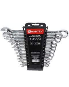 Набор ключей комбинированный 12 предметов 6 22 мм хромированный зеркальный CrV сталь Bartex