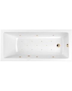 Акриловая ванна Wave RELAX 170x70 см с гидромассажем с каркасом со сливом переливом фурнитура золото Whitecross