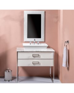 Мебель для ванной Monaco 100 столешницей из мрамора белая хром прямоугольная раковина Armadi art