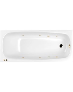 Акриловая ванна Layla SOFT 170x75 см с гидромассажем с каркасом со сливом переливом фурнитура золото Whitecross