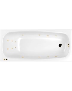 Акриловая ванна Layla LINE 180x80 см с гидромассажем с каркасом со сливом переливом фурнитура золото Whitecross