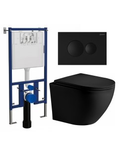 Комплект 3 в 1 инсталляция 4501 Унитаз подвесной Weltwasser WW Merzbach 043 MT BL кнопка черная мато Loranto