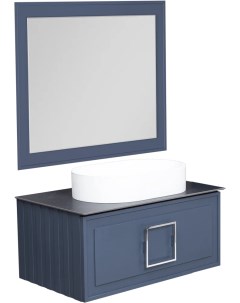 Мебель для ванной Cubo 100 подвесная синяя черная столешница матовая раковина La fenice