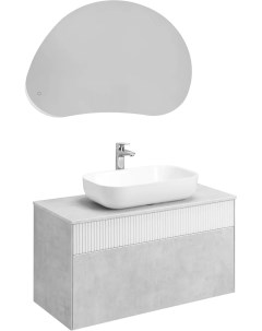 Мебель для ванной Марбл 100 слэйт белая матовая раковина 1A73313KLK010 Акватон