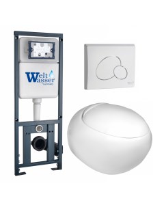 Комплект 3 в 1 инсталляция WW Marberg 410 10000005948 Подвесной унитаз Jeckenbach кнопка белая глянц Weltwasser