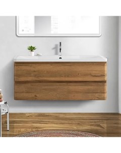 Тумба с раковиной Albano 120 подвесная rovere rustico белая глянцевая раковина Belbagno