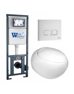 Комплект 3 в 1 инсталляция WW Marberg 410 10000005948 Подвесной унитаз Jeckenbach кнопка белая глянц Weltwasser