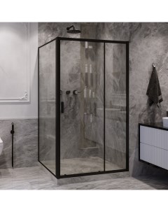 Душевой уголок Forsa 100х120 см профиль черный стекло прозрачное Ambassador