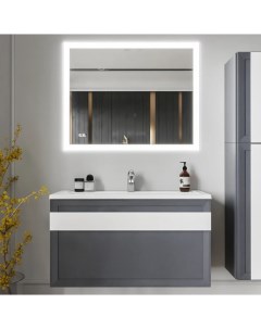 Мебель для ванной Берлин 100 оникс серый белый глянец Бриклаер