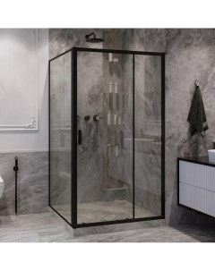 Душевой уголок Forsa 110х120 см профиль черный стекло прозрачное Ambassador