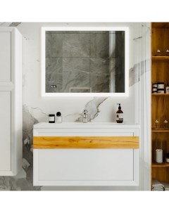 Мебель для ванной Берлин 100 белый глянец дуб золотой Бриклаер