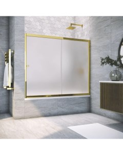 Шторка на ванну ZV Tur Novo 150 09 10 профиль золото стекло сатин Vegas glass