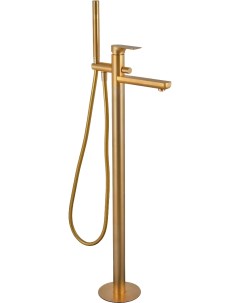 Напольный смеситель для ванны с душем Infinity золотой брашированный С ВНУТРЕННЕЙ ЧАСТЬЮ Remer