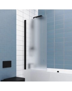 Шторка на ванну DE020 150х90 профиль черный матовый стекло матовое Kubele