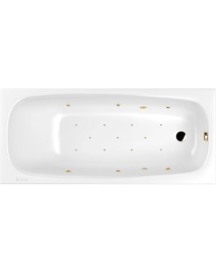 Акриловая ванна Layla RELAX 170x75 см с гидромассажем с каркасом со сливом переливом фурнитура золот Whitecross