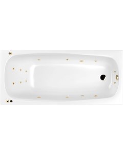 Акриловая ванна Layla SMART 180x80 см с гидромассажем с каркасом со сливом переливом фурнитура золот Whitecross