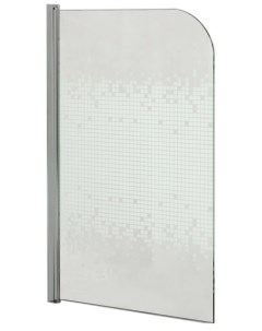 Шторка на ванну 85х140 профиль хром стекло прозрачное с узором Loranto