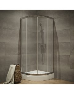 Душевой уголок Альфа хром 100x100 стекло прозрачное Тритон