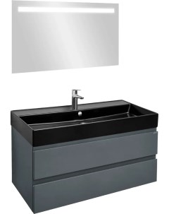 Мебель для ванной Madeleine 100 серая матовая раковина черная Jacob delafon