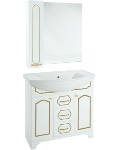 Мебель для ванной Тиффани 105 белая патина золото Bellezza