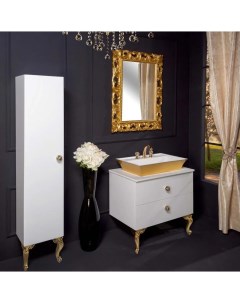 Мебель для ванной NeoArt 80 белая с ручкой Flora золото с ножками Armadi art