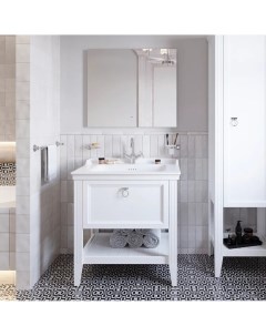 Мебель для ванной Valarte 80 матовая белая с зеркалом DIWO Элиста 80 с подсветкой Vitra