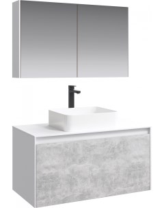 Мебель для ванной Mobi 100 белая бетон светлый Aqwella 5 stars
