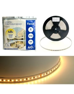 Светодиодная лента 8W m 120LED m 2835SMD теплый белый 40M LS420 48791 Feron